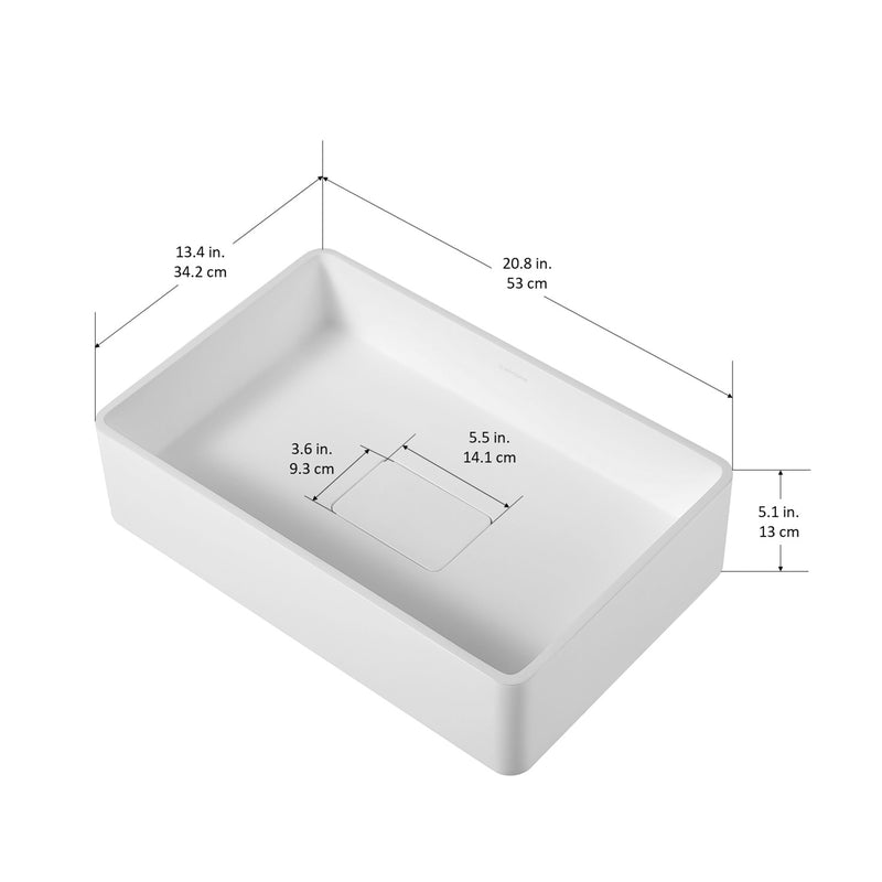 Ancona Holbrook Pure Stone Rectangular Bathroom Vessel Sink in White