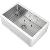 Holbrook Pure Stone Farmhouse 30 in. Single Bowl Kitchen Sink in White and Stainless Steel