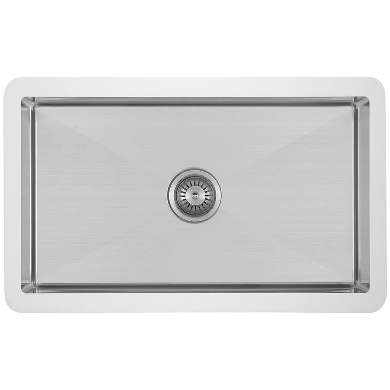 Holbrook Pure Stone Farmhouse 30 in. Single Bowl Kitchen Sink in White and Stainless Steel