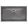 Ancona 32" Single Bowl Undermount Kitchen Sink with Grid and Roll-Up Mat in Black PVD Nano