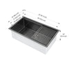 Ancona 32" Single Bowl Undermount Kitchen Sink with Grid and Roll-Up Mat in Black PVD Nano