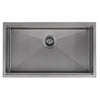 Ancona 32" Single Bowl Undermount Kitchen Sink with Grid and Roll-Up Mat in PVD Gunmetal