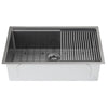 Ancona 32" Single Bowl Undermount Kitchen Sink with Grid and Roll-Up Mat in PVD Gunmetal