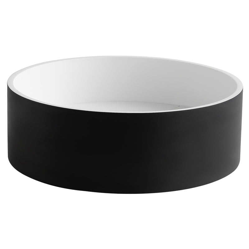 Ancona Round Pure Acrylic Stone Vessel Bathroom Sink in Matte White and Matte Black