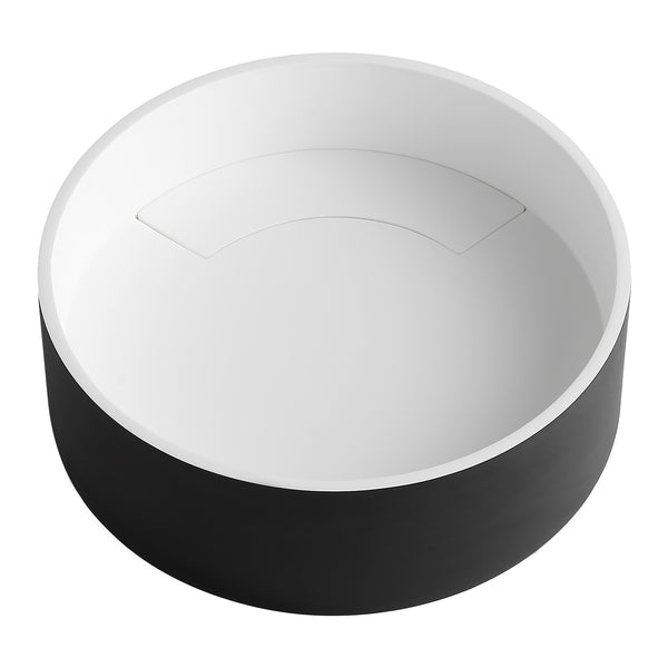 Ancona Round Pure Acrylic Stone Vessel Bathroom Sink in Matte White and Matte Black