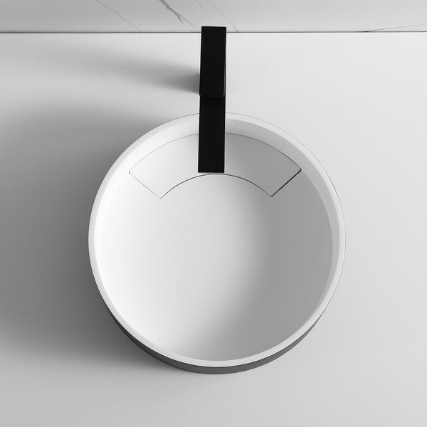 Ancona Round Pure Acrylic Stone Vessel Bathroom Sink in Matte White and Matte Black