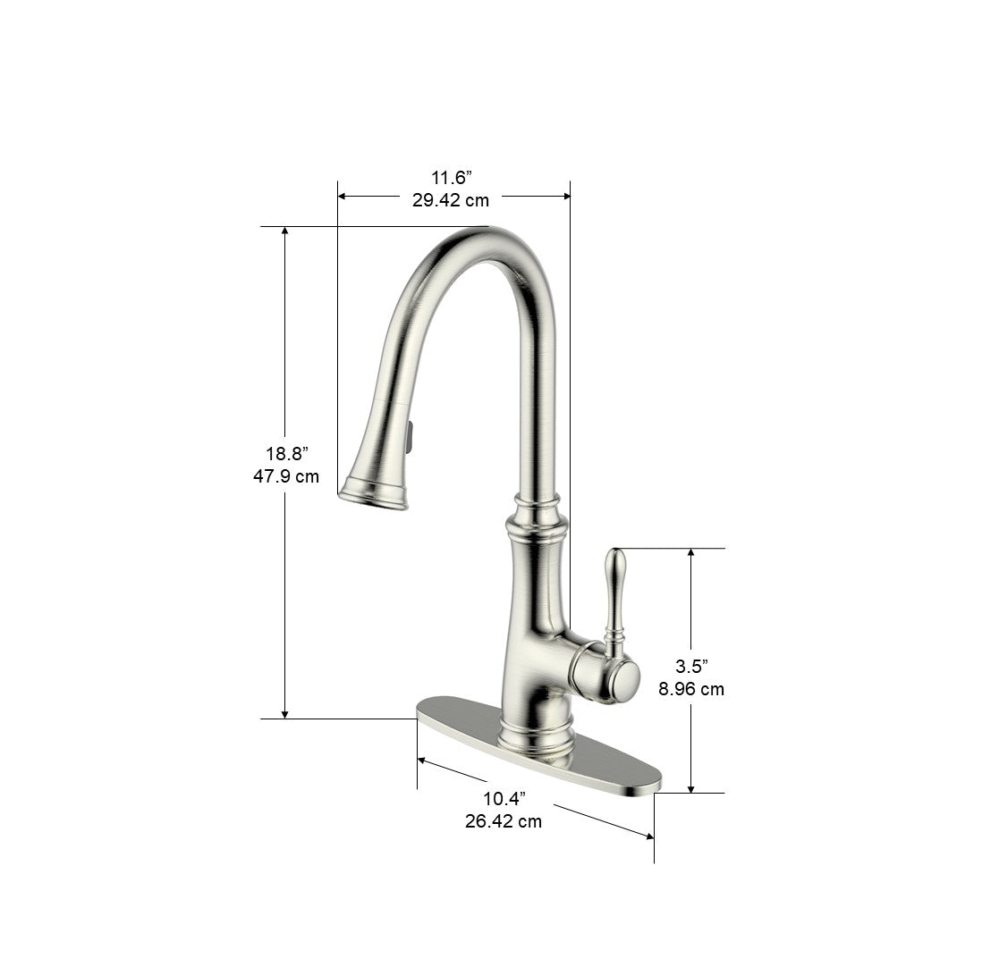 Villa Single Handle Pull-out Kitchen Faucet in Brushed Nickel