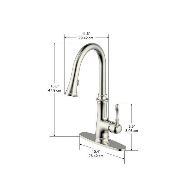 Villa Single Handle Pull-out Kitchen Faucet in Brushed Nickel