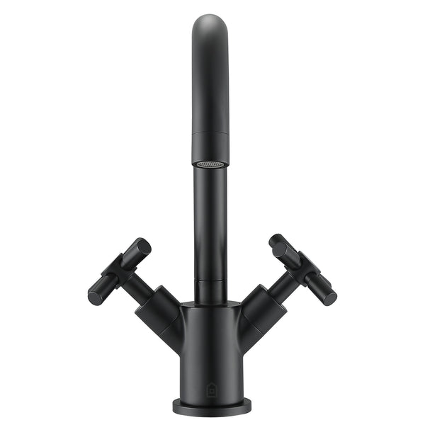 Prima Colori Single Hole Double Cross Handle Bathroom Faucet in Matte Black