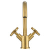 Prima Colori Single Hole Double Cross Handle Bathroom Faucet in Brushed Gold