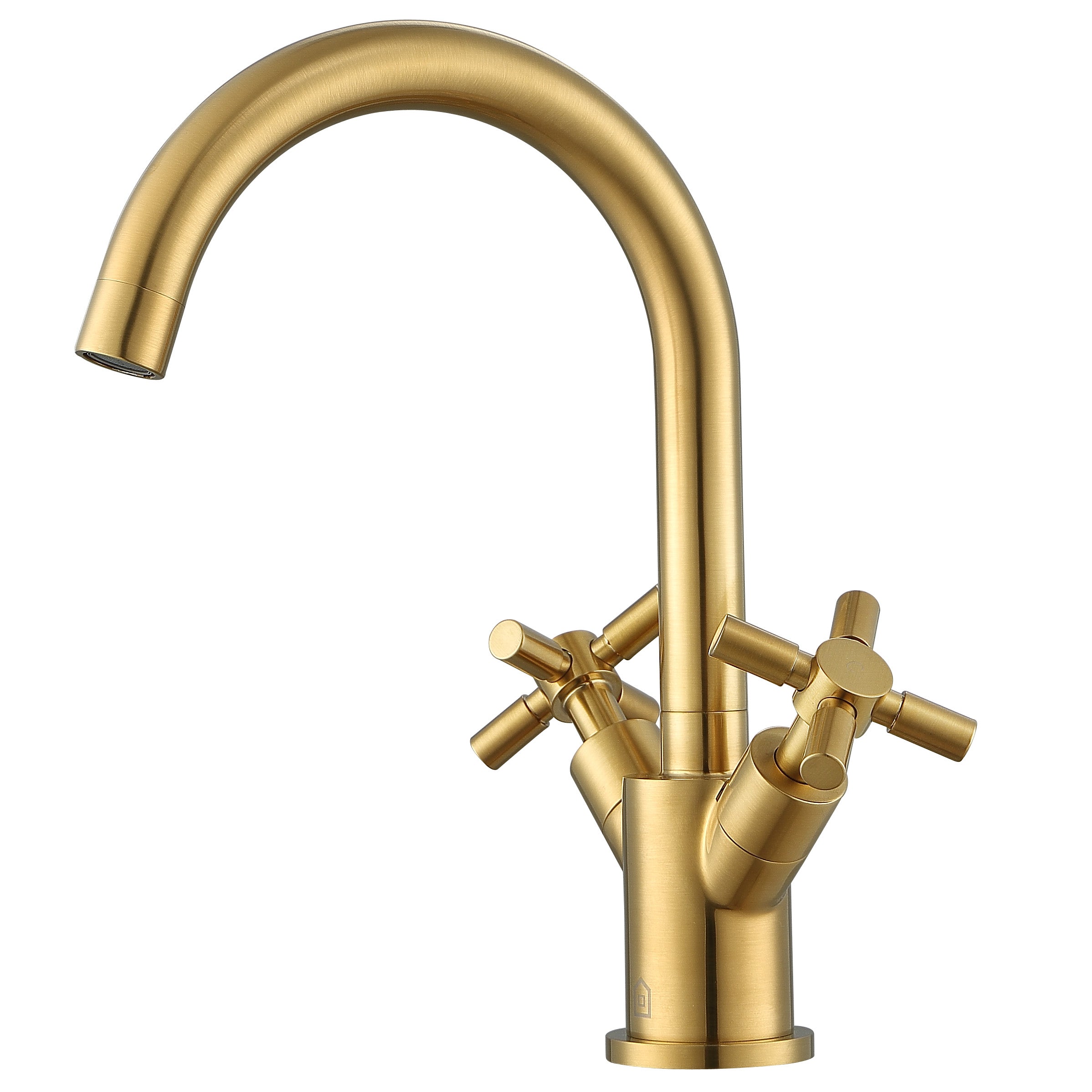 Prima Colori Single Hole Double Cross Handle Bathroom Faucet in Brushed Gold