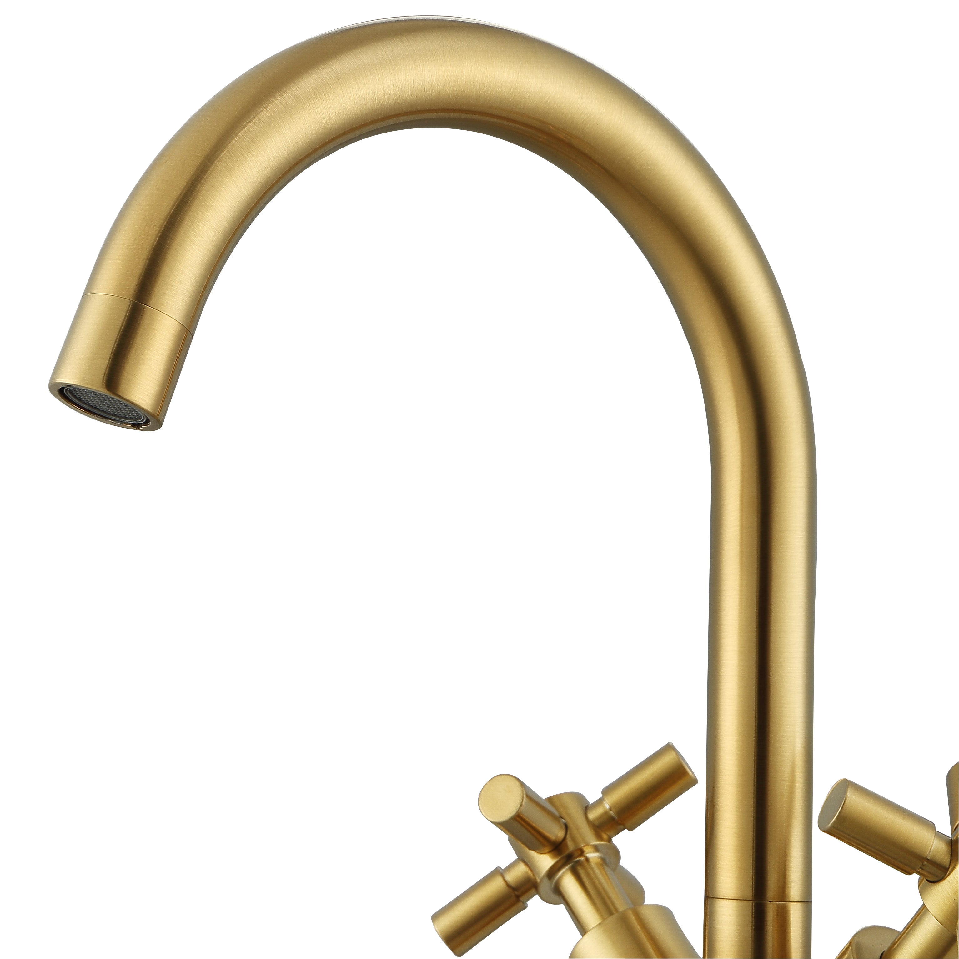 Prima Colori Single Hole Double Cross Handle Bathroom Faucet in Brushed Gold