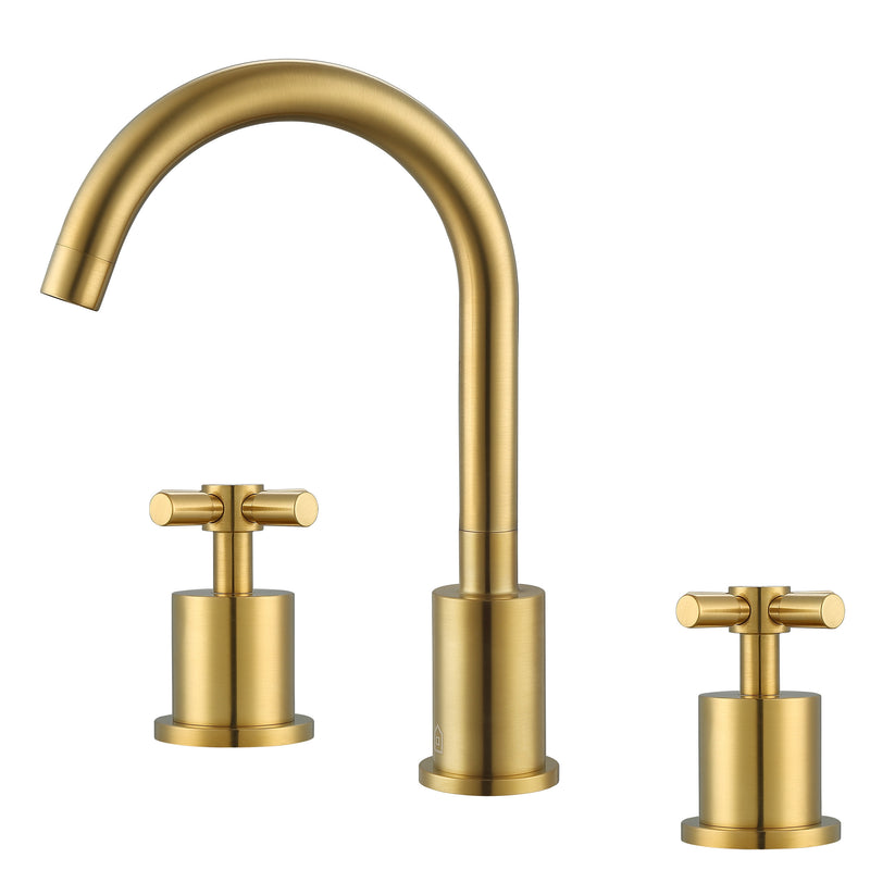 Ancona Prima 3 Widespread Double Handle Bathroom Faucet in Brushed Titanium Gold