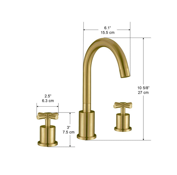 Ancona Prima 3 Widespread Double Handle Bathroom Faucet in Brushed Titanium Gold