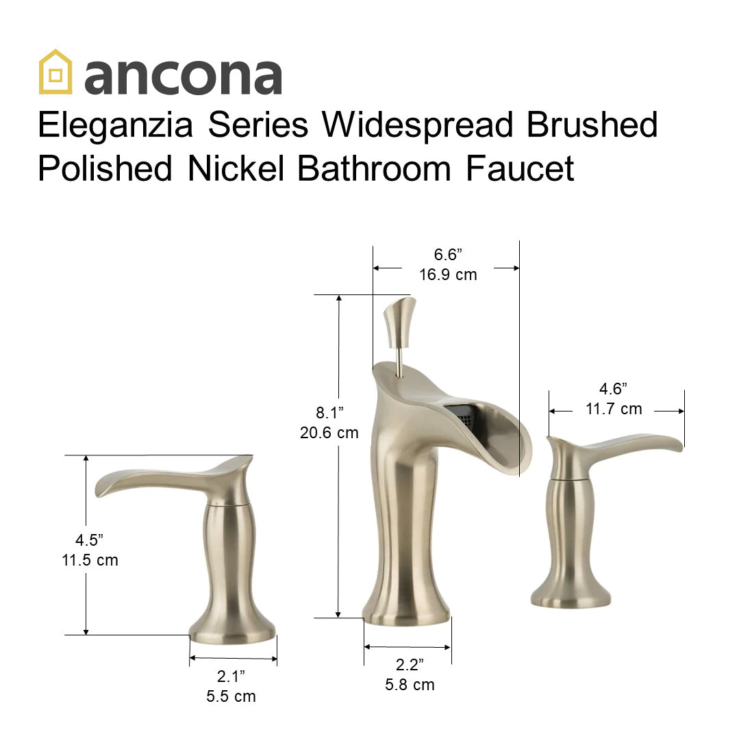 Eleganzia Series Widespread Brushed Nickel Bathroom Faucet