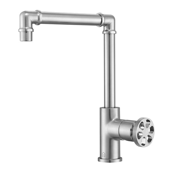 Ancona Urban Round Wheel Handle 1-Hole Bathroom Faucet in Brushed Nickel