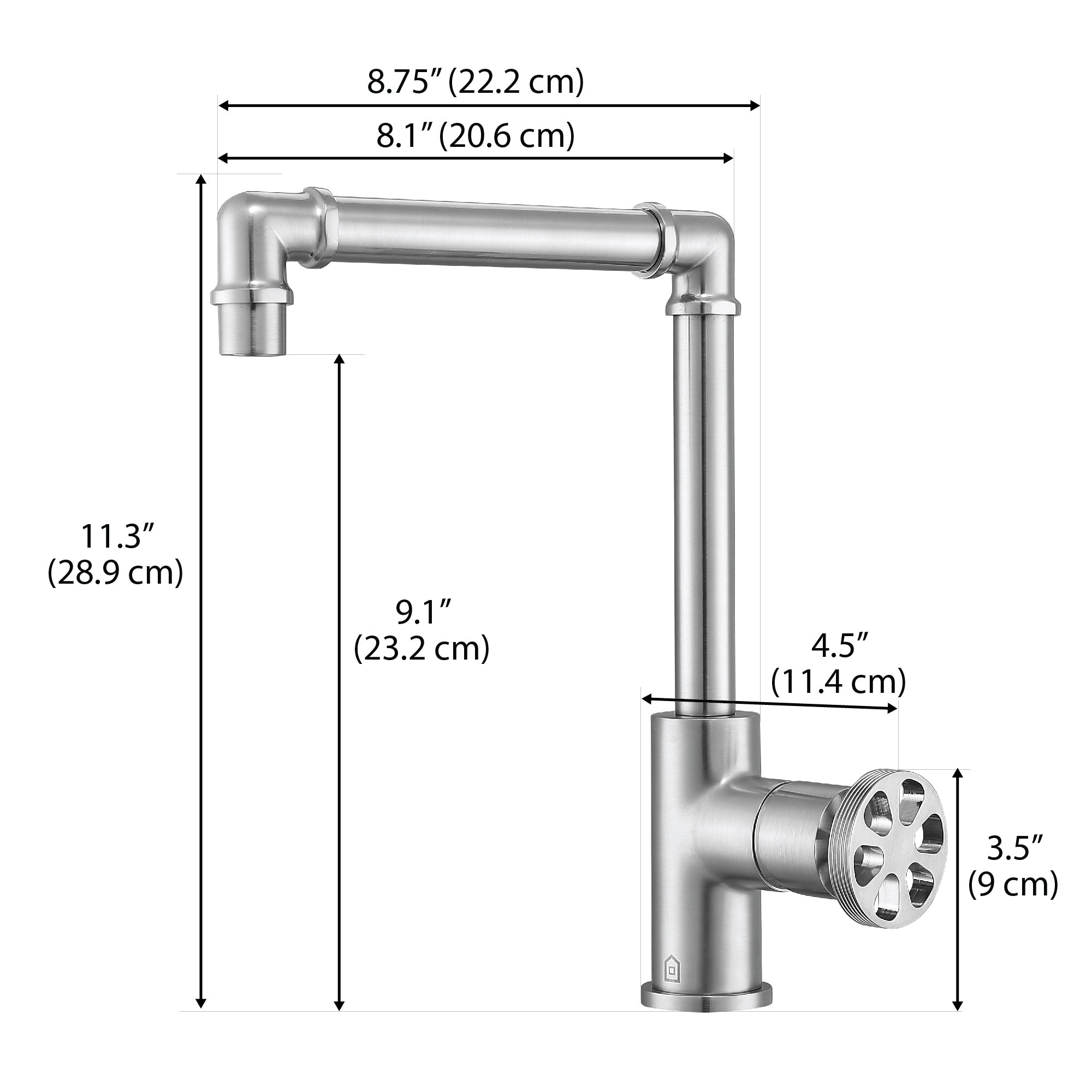 Ancona Urban Round Wheel Handle 1-Hole Bathroom Faucet in Brushed Nickel