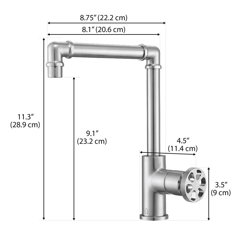 Ancona Urban Round Wheel Handle 1-Hole Bathroom Faucet in Brushed Nickel