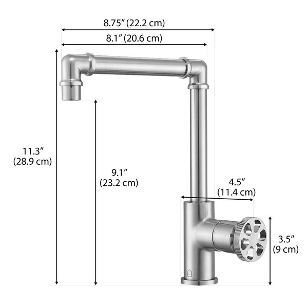 Ancona Urban Round Wheel Handle 1-Hole Bathroom Faucet in Brushed Nickel