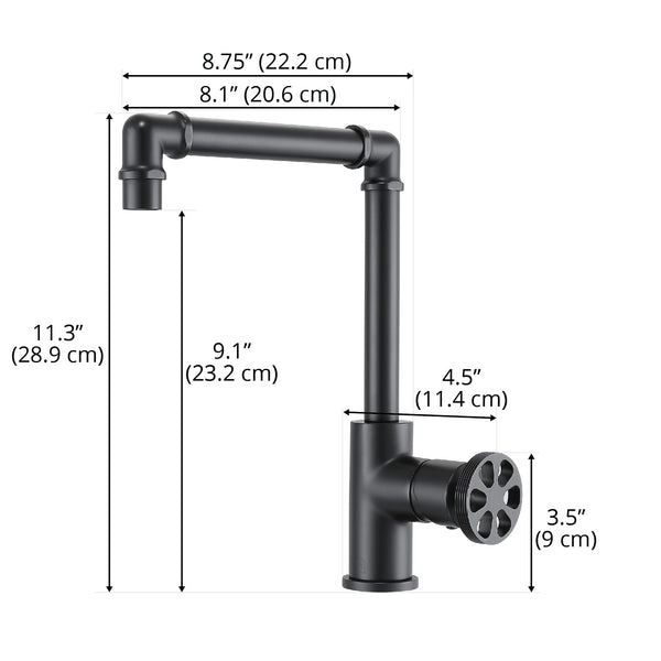 Ancona robinet de salle de bain monotrou à poignée en roue de la gamme Urban en noir mat