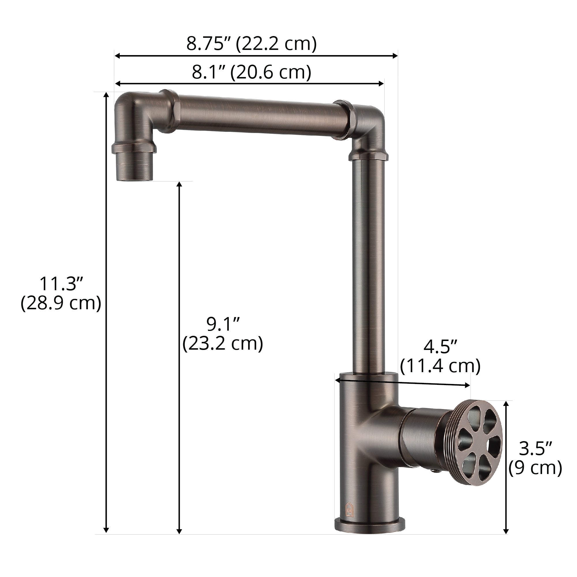 Ancona robinet de salle de bain monotrou à poignée en roue de la gamme Urban en bronze huilé