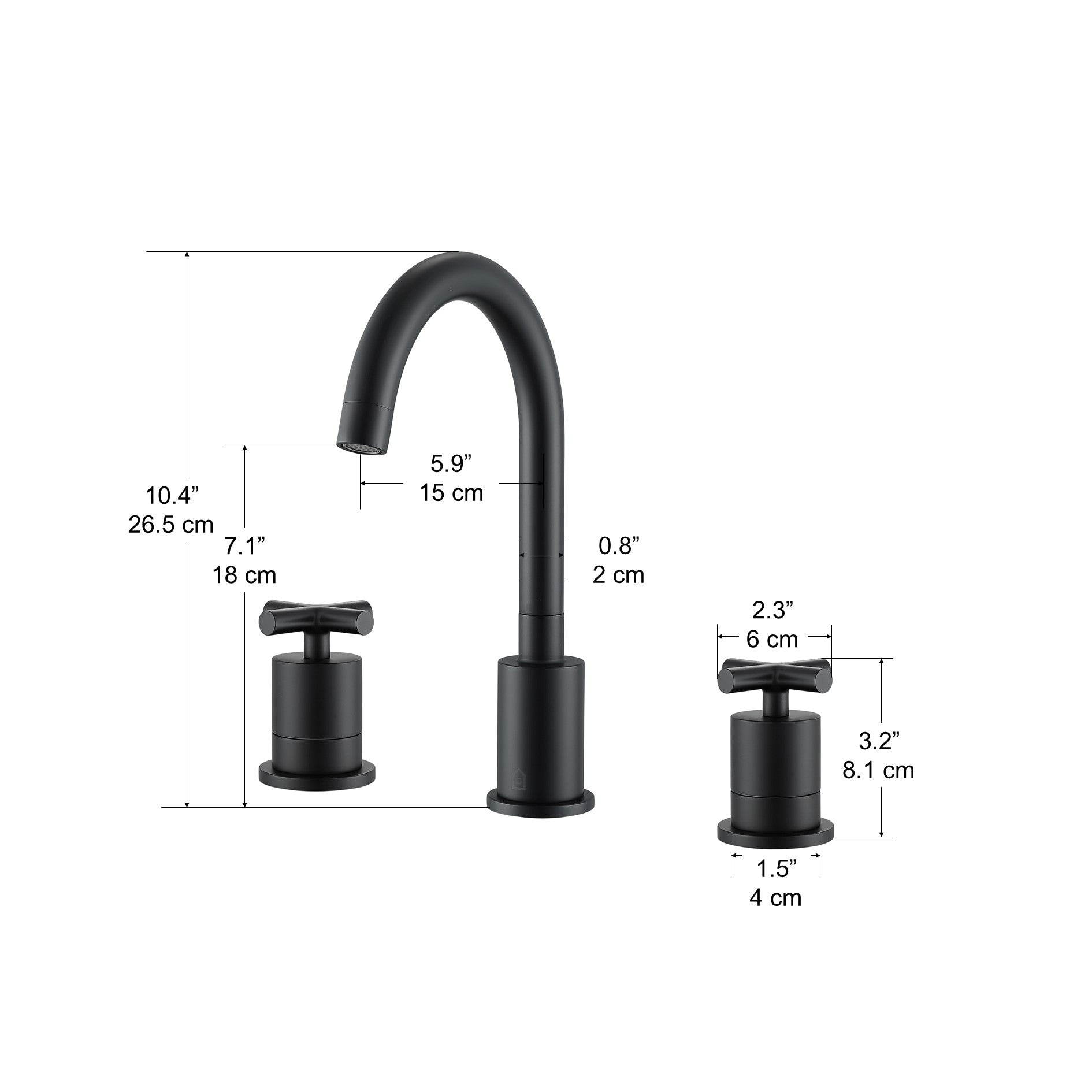 Ancona Ava Series Widespread Cross Handle Bathroom Faucet in Matte Black