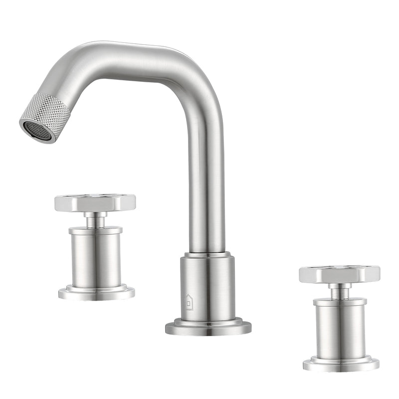 Ancona Industria Widespread Hexagonal Two-Handle 3-Hole Bathroom Faucet in Brushed Nickel