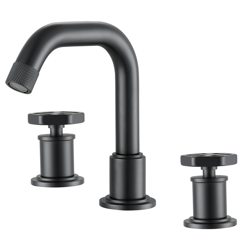 Ancona Industria Widespread Hexagonal Two-Handle 3-Hole Bathroom Faucet in Matte Black