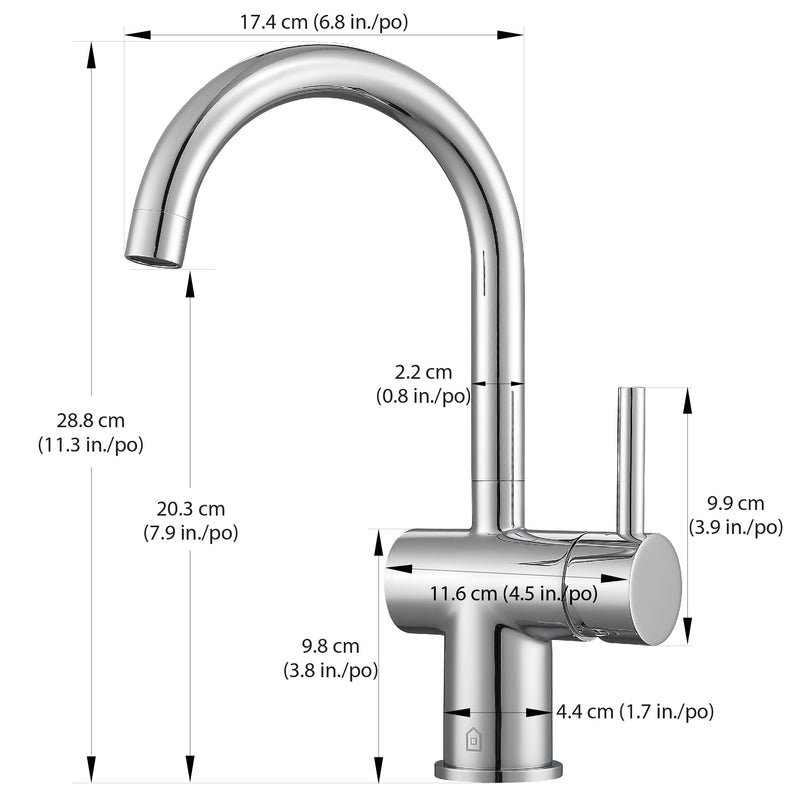 Robinet de salle de bain monocommande de la gamme Aria d’Ancona avec Fini Chromé