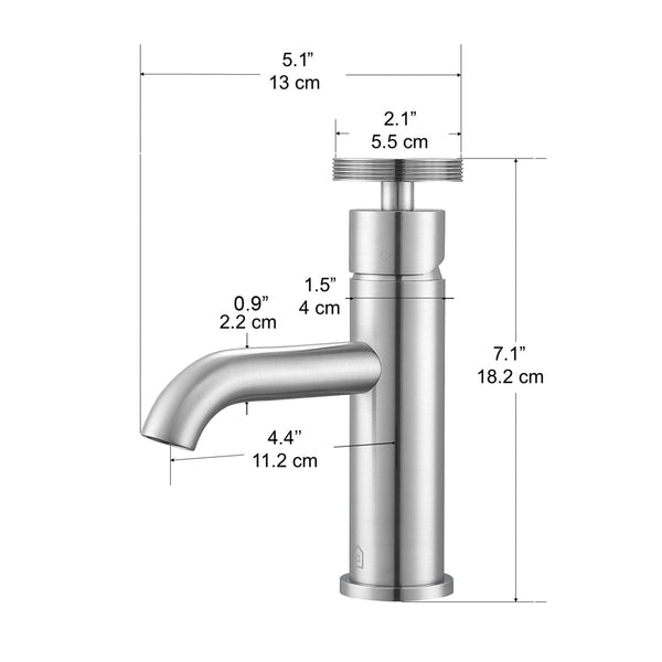 Ancona robinet de salle de bain monocommande de la gamme Nova en nickel brossé