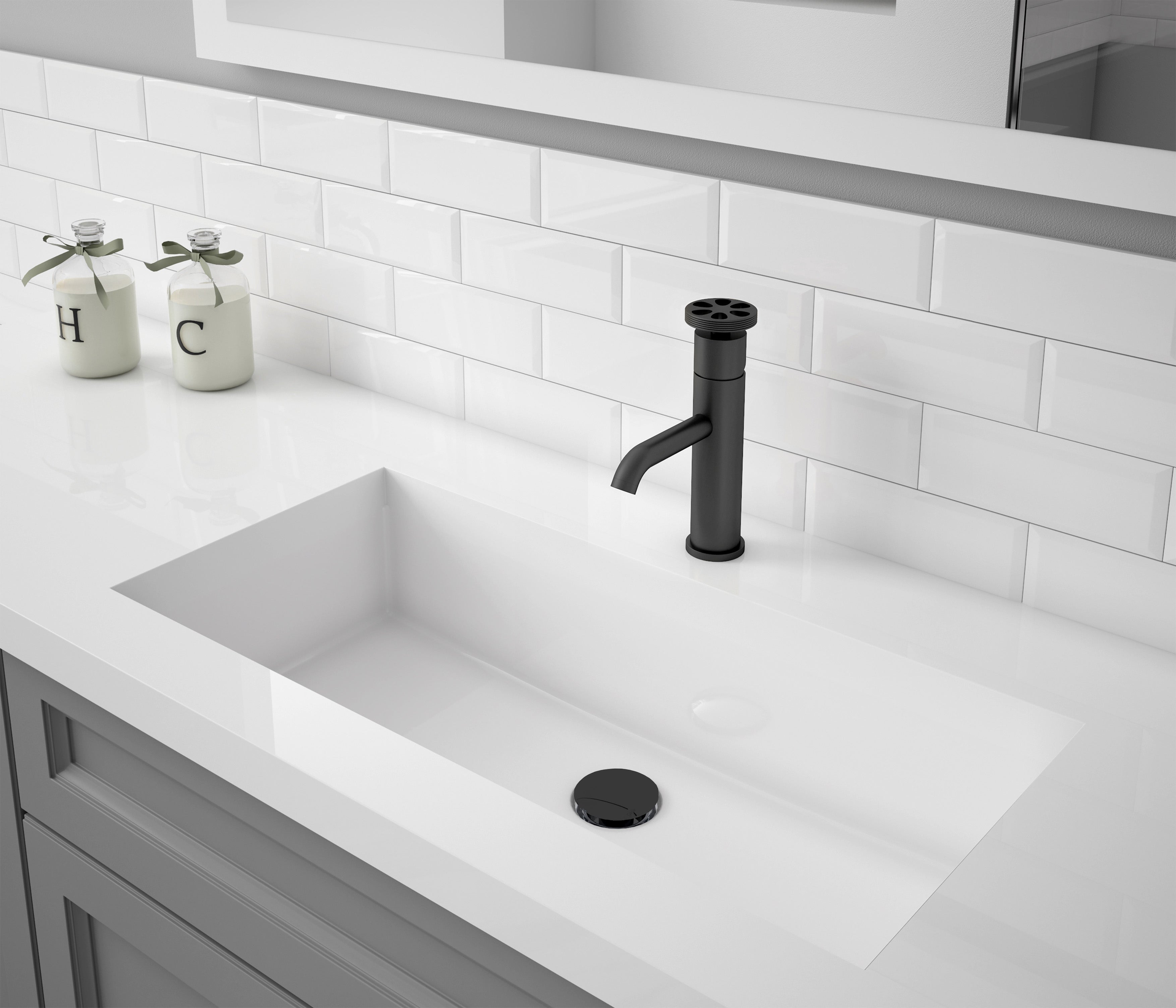 Ancona Nova Series Single Lever Bathroom Faucet in Matte Black