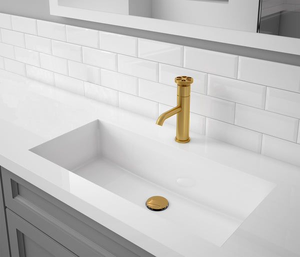 Ancona Nova Series Single Lever Bathroom Faucet in Brushed Titanium Gold