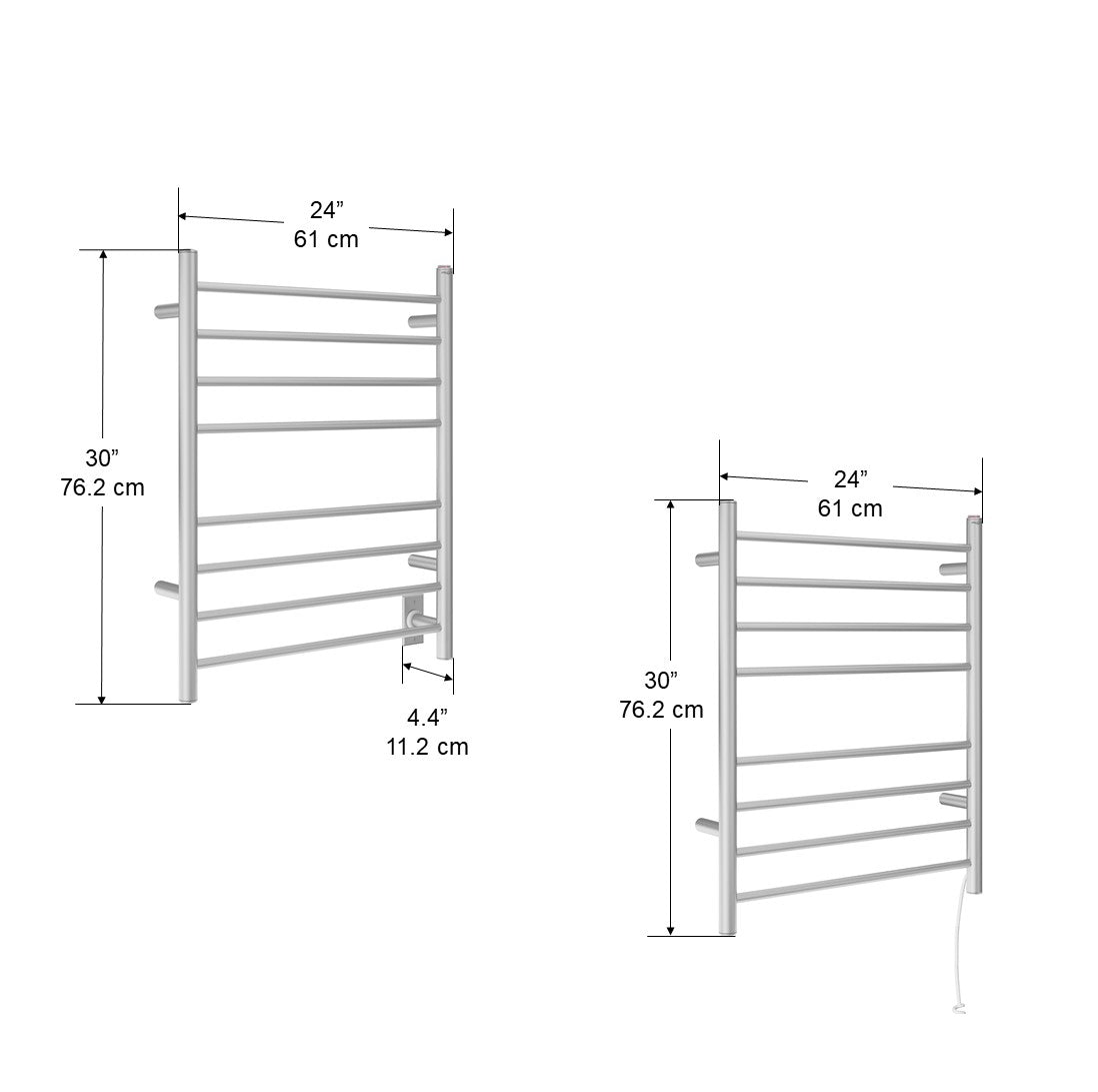 Prestige Dual 8-Bar Hardwired and Plug-in Towel Warmer in Brushed Stainless Steel