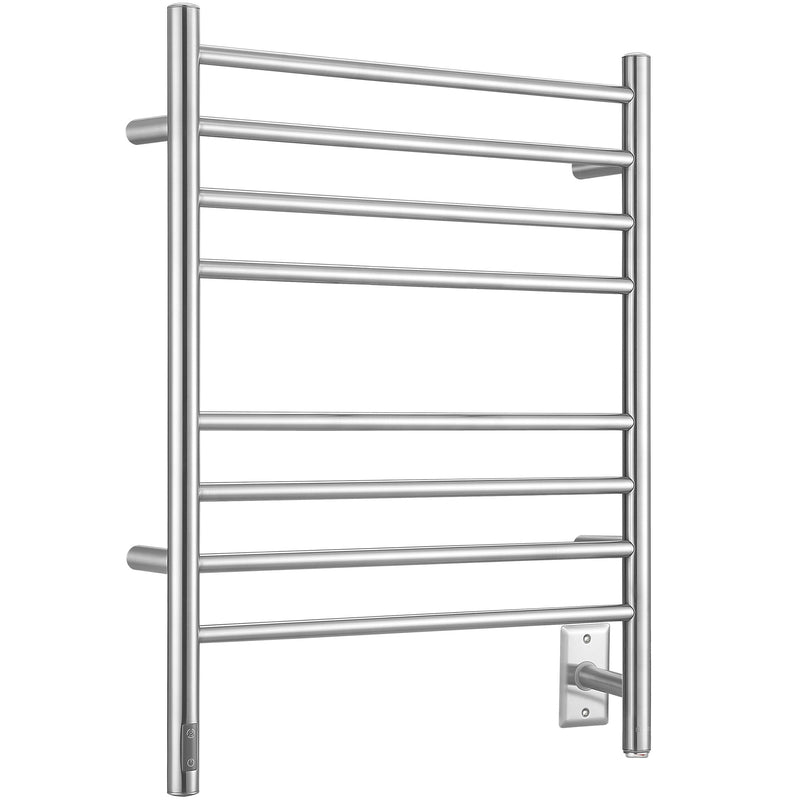 Prestige OBT 8-Bar Wall Mounted Towel Warmer with Integrated On-Board Timer in Brushed Stainless Steel