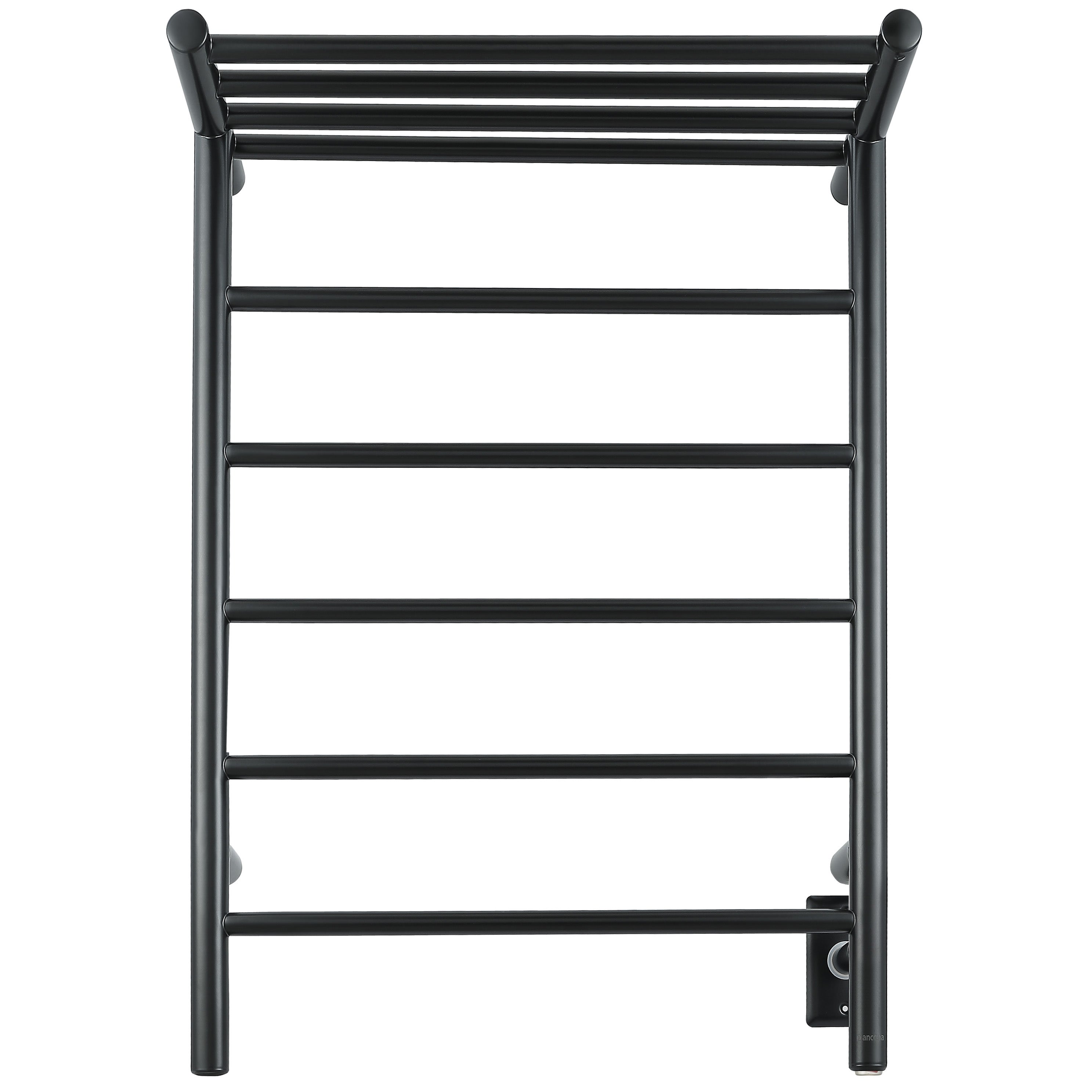 Miazzo 5-Bar Electric Wall Mount Plug-In and Hardwire Towel Warmer with Shelf in Matte Black