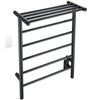 Ancona Miazzo 5-Bar Wall Mount Plug-In and Hardwire Towel Warmer with Shelf, and WiFi Timer in Matte Black