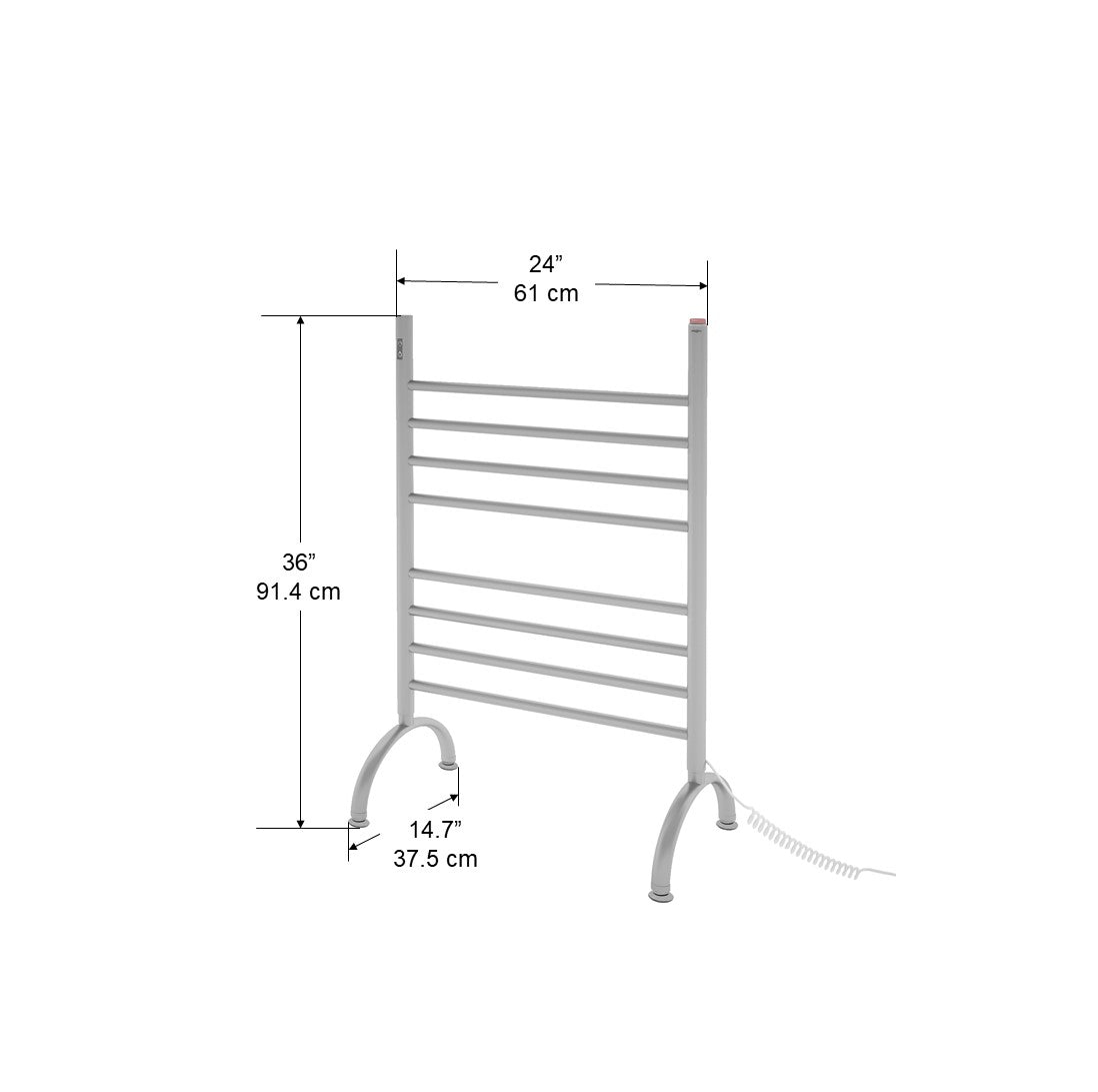 Essentia OBT 8 Bar Floor Mounted Towel Warmer with Integrated On-Board Timer in Brushed Stainless Steel