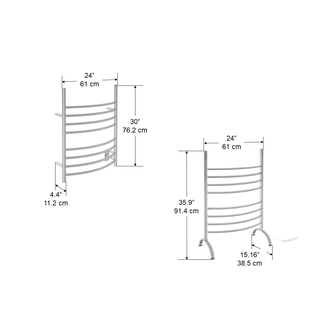 Chauffe-serviettes Imperia OBT 3 en 1, 8 barres avec minuterie intégrée en acier inoxydable poli