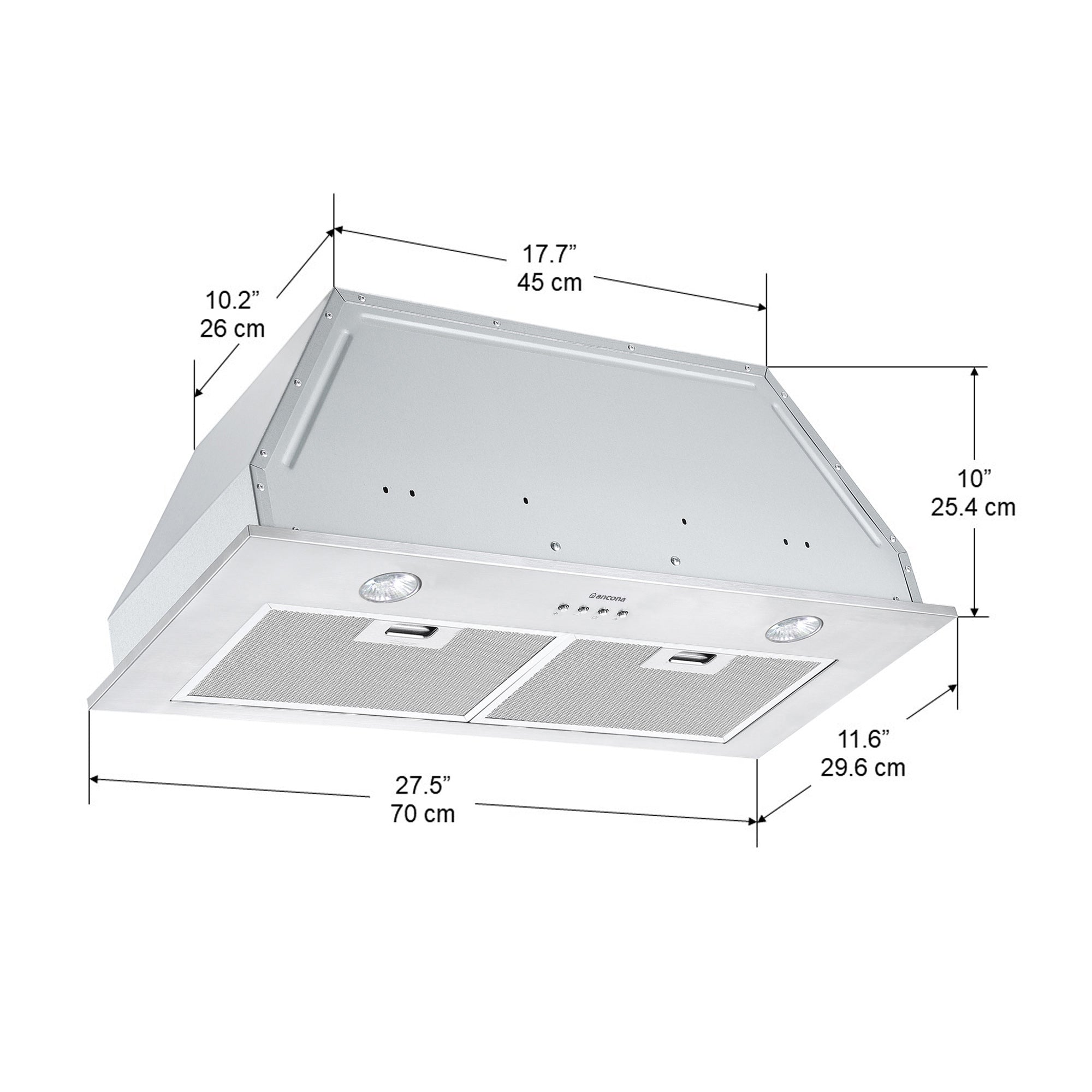 28 in. Inserta II 600 CFM Ducted Insert Range Hood