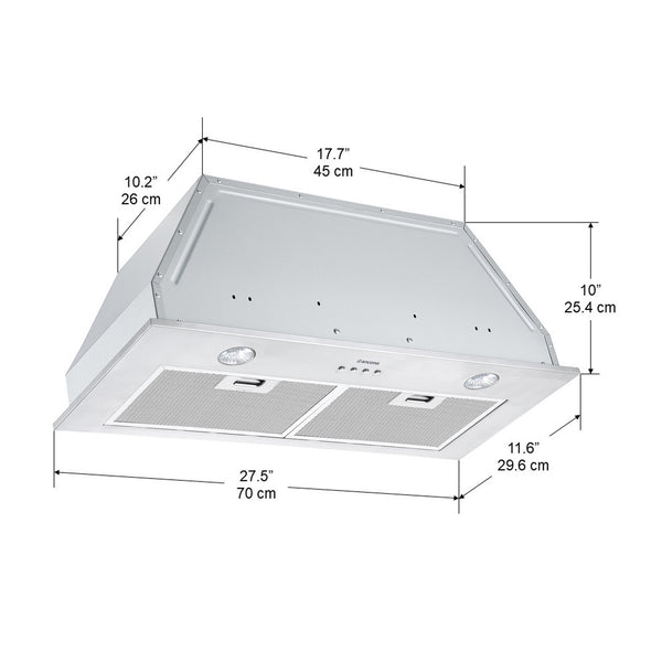 28 in. Inserta II 600 CFM Ducted Insert Range Hood