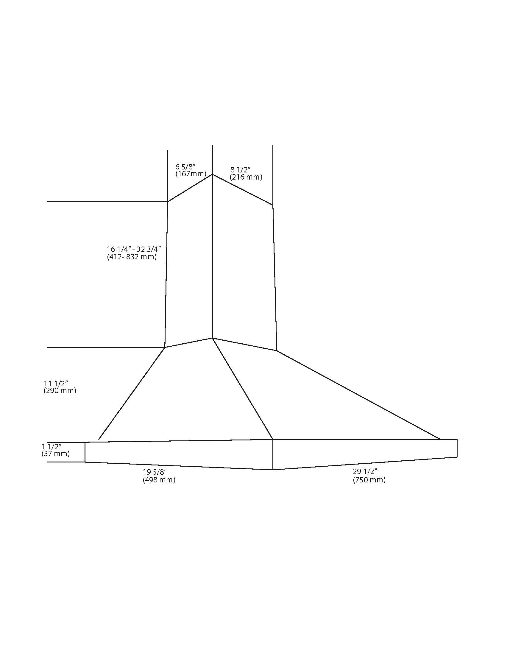 30-Inch Pyramid with Rim Stainless Steel 450 CFM Wall Mount Range Hood