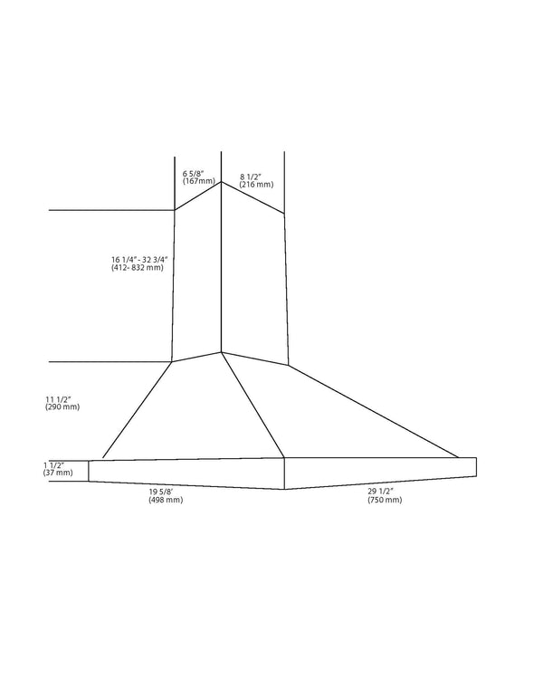 30-Inch Pyramid with Rim Stainless Steel 450 CFM Wall Mount Range Hood