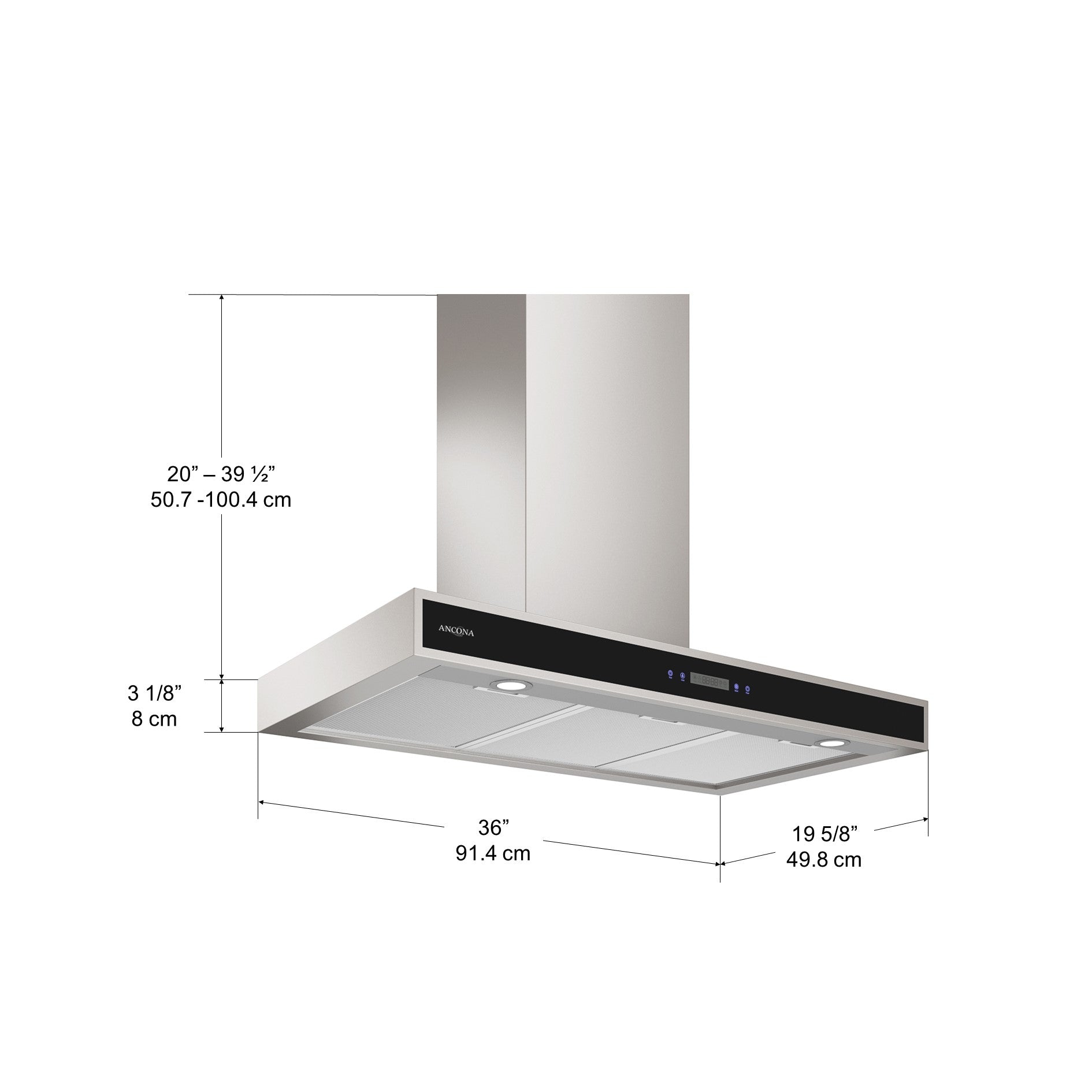 WRP436 36 in. Convertible Wall Mounted Range Hood with LED Lights in Stainless Steel