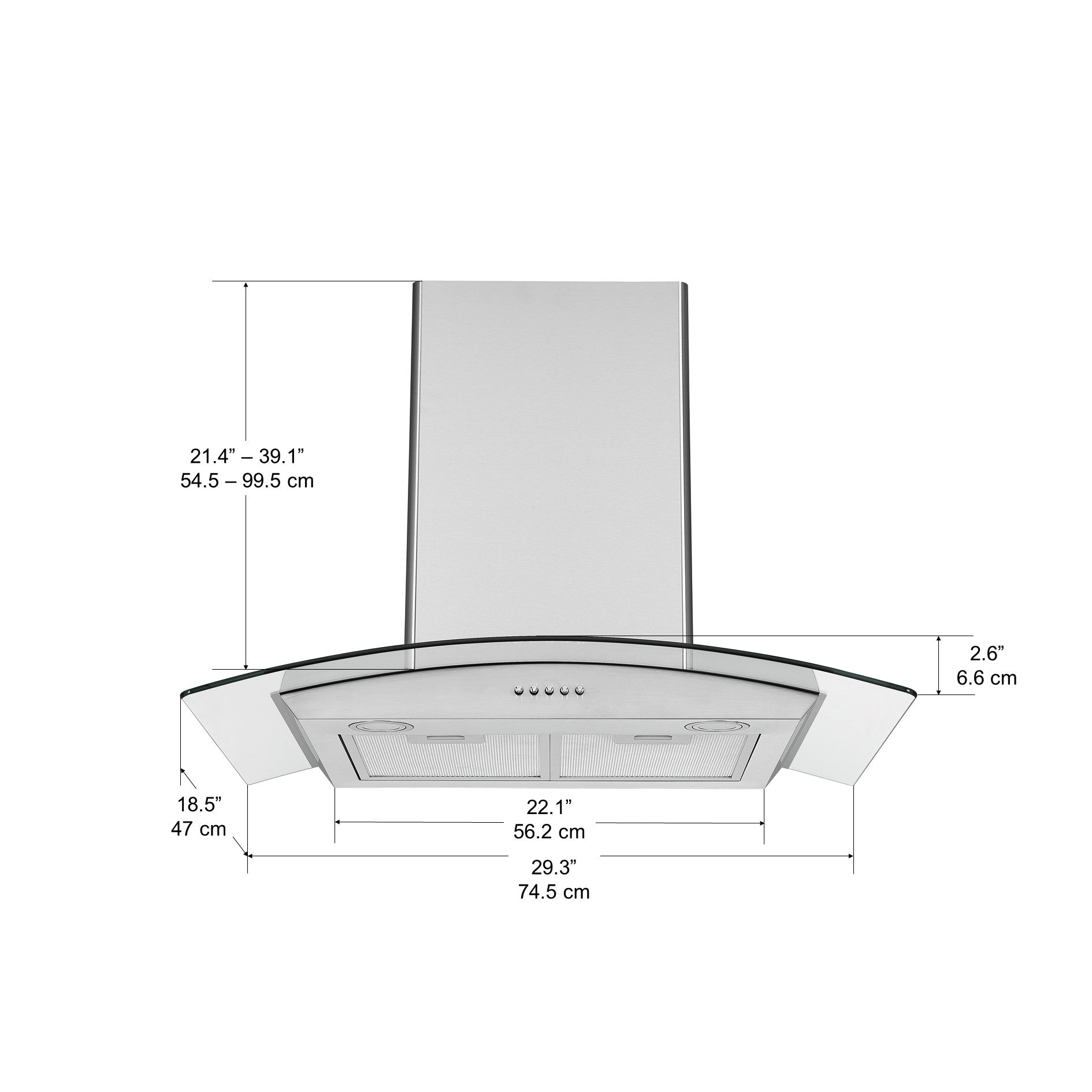 30 in. Convertible Wall-Mounted Glass Canopy Range Hood in Stainless Steel