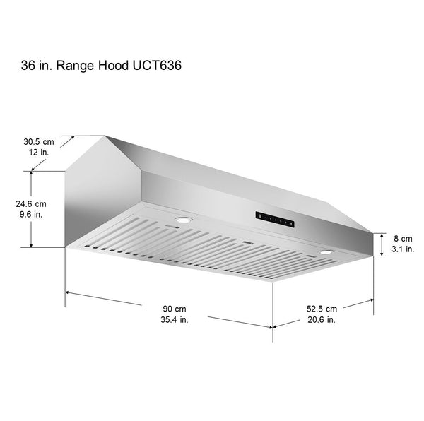 36 in. UCT636 Under Cabinet Range Hood with Night Light Feature