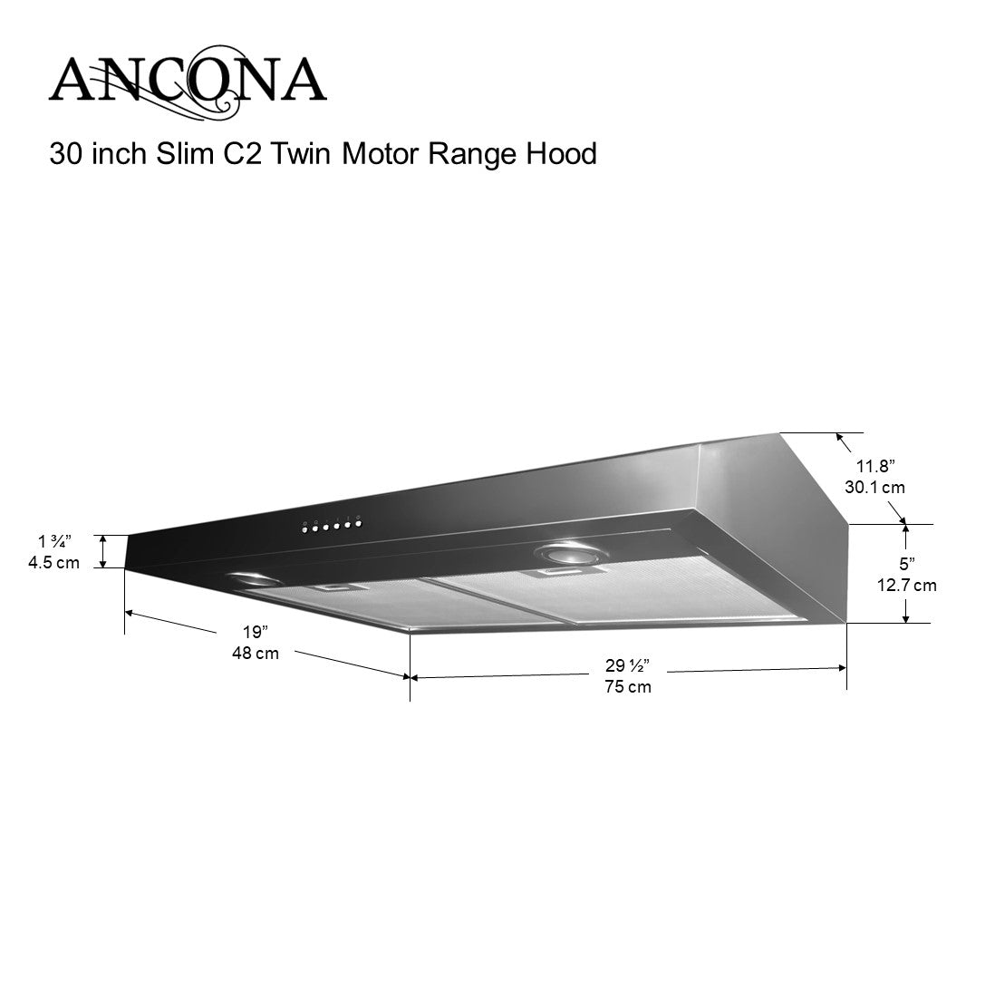 Slim C2 Twin Motor Under Cabinet Range Hood