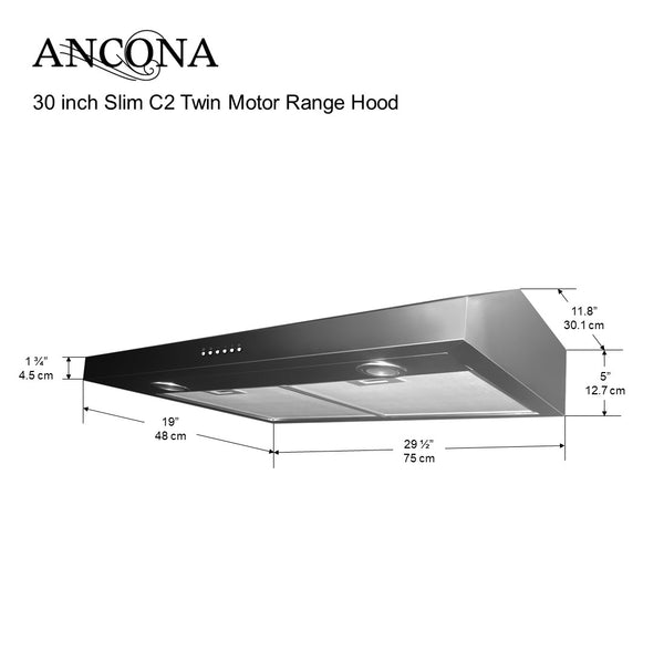 Slim C2 Twin Motor Under Cabinet Range Hood
