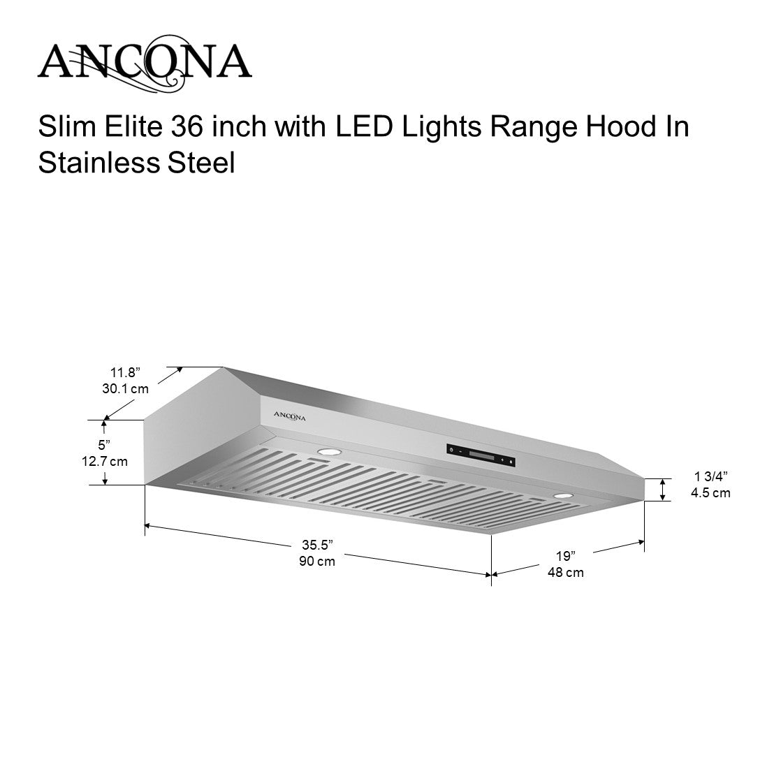 Slim Elite 36 in. with LED Under-Cabinet Range Hood in Stainless Steel
