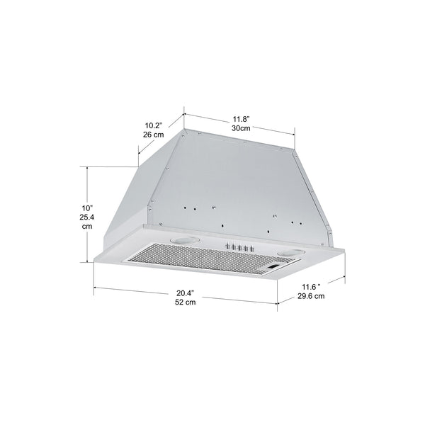 CIARRA Insert Range Hood 20 inch with Push Button Control 450 CFM Stainless  Steel Built in Hood Range 20 inch with 3 Speed Exhaust Fan CAS52913E