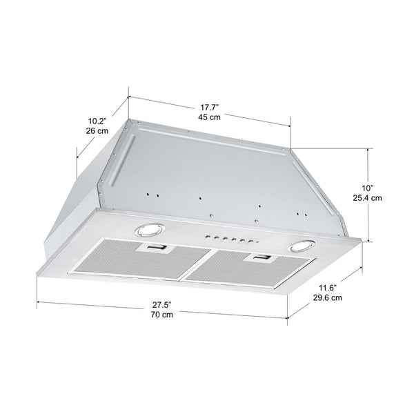 28 in. Built-in BNL430 420 CFM Ducted Range Hood with Night Light Feature